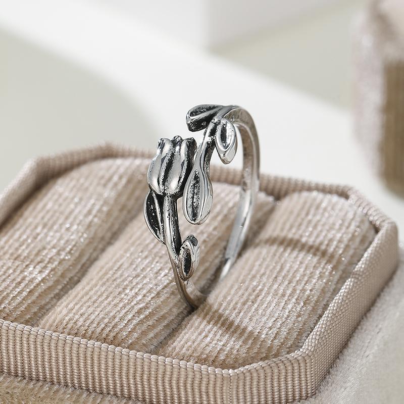 

Vintage Copper Color Leaf Rose Blossom Open Ring, Women s Minimalist Design for Daily Wear, Holiday Accessories Zircon resizable