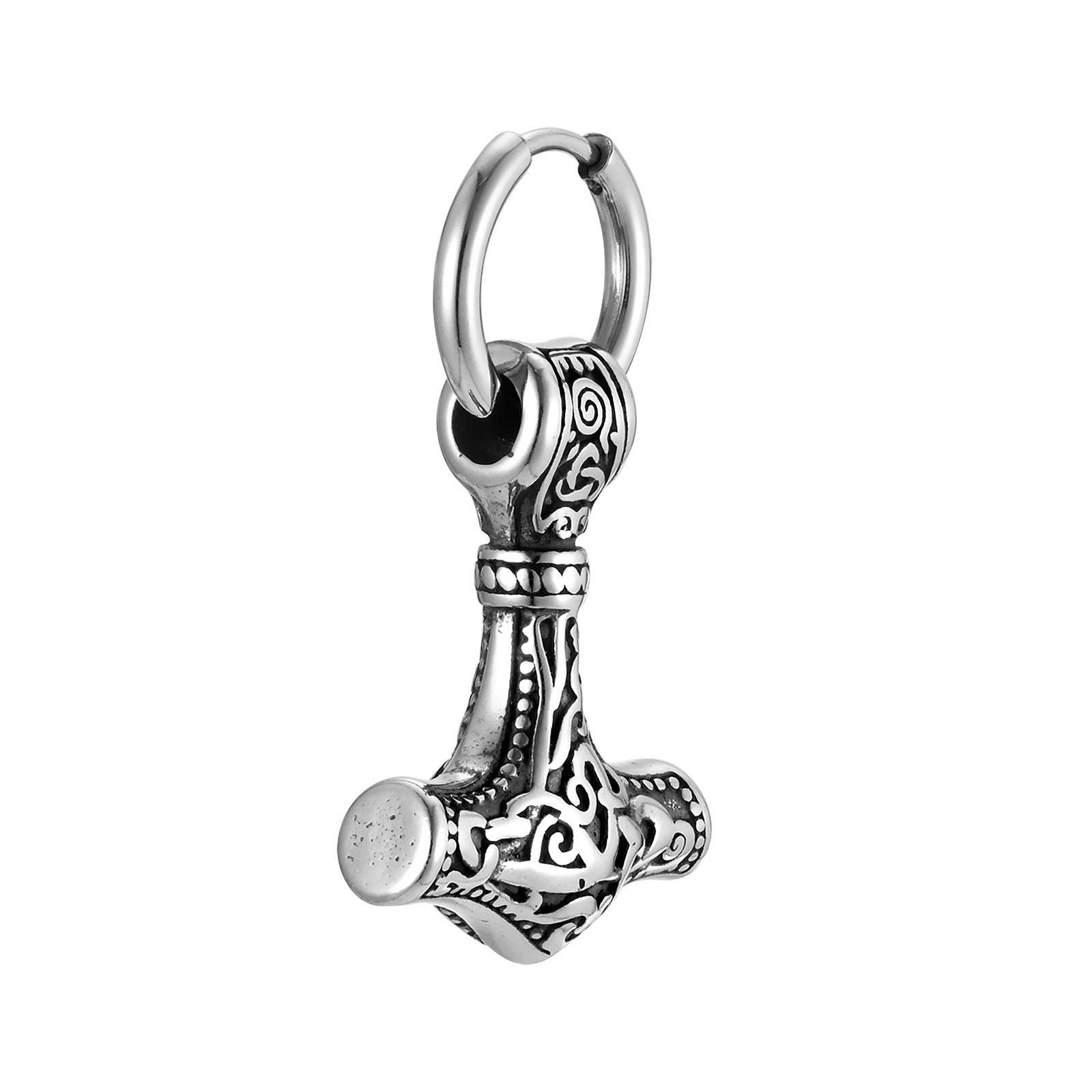 

Vnox Heavy Viking Thor s Hammer Earrings for Men, Chunky Stainless Steel Punk Rock Earrings Jewelry Gift
