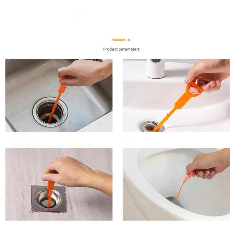 1PC 64CM Deep Reach Hair Clog Remover - ABS Plastic Pipe Dredging Tool, Unclog for Sewer/Kitchen Sink, No Tools Needed