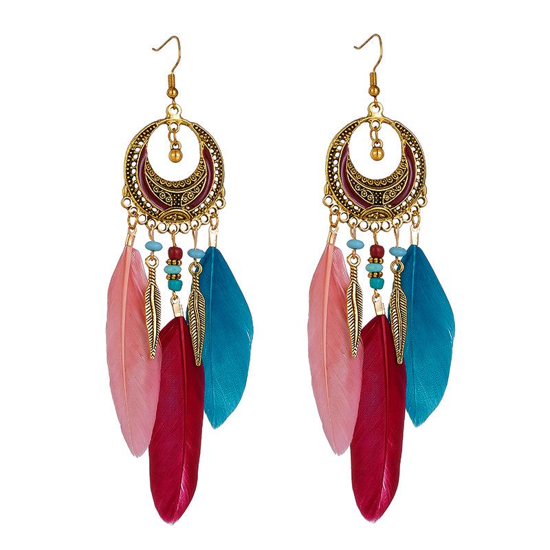 Bohemian Long Tassel Feather Earrings - Trendy Douyin-Inspired Design for Women