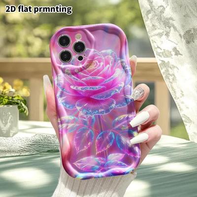 Étui pour téléphone: Plat 2D, s'adapte aux iPhone 12/13/14/15/16/17/18 Pro, décoration de téléphone, rose cristal rose, cadeau de Noël ou d'Halloween parfait