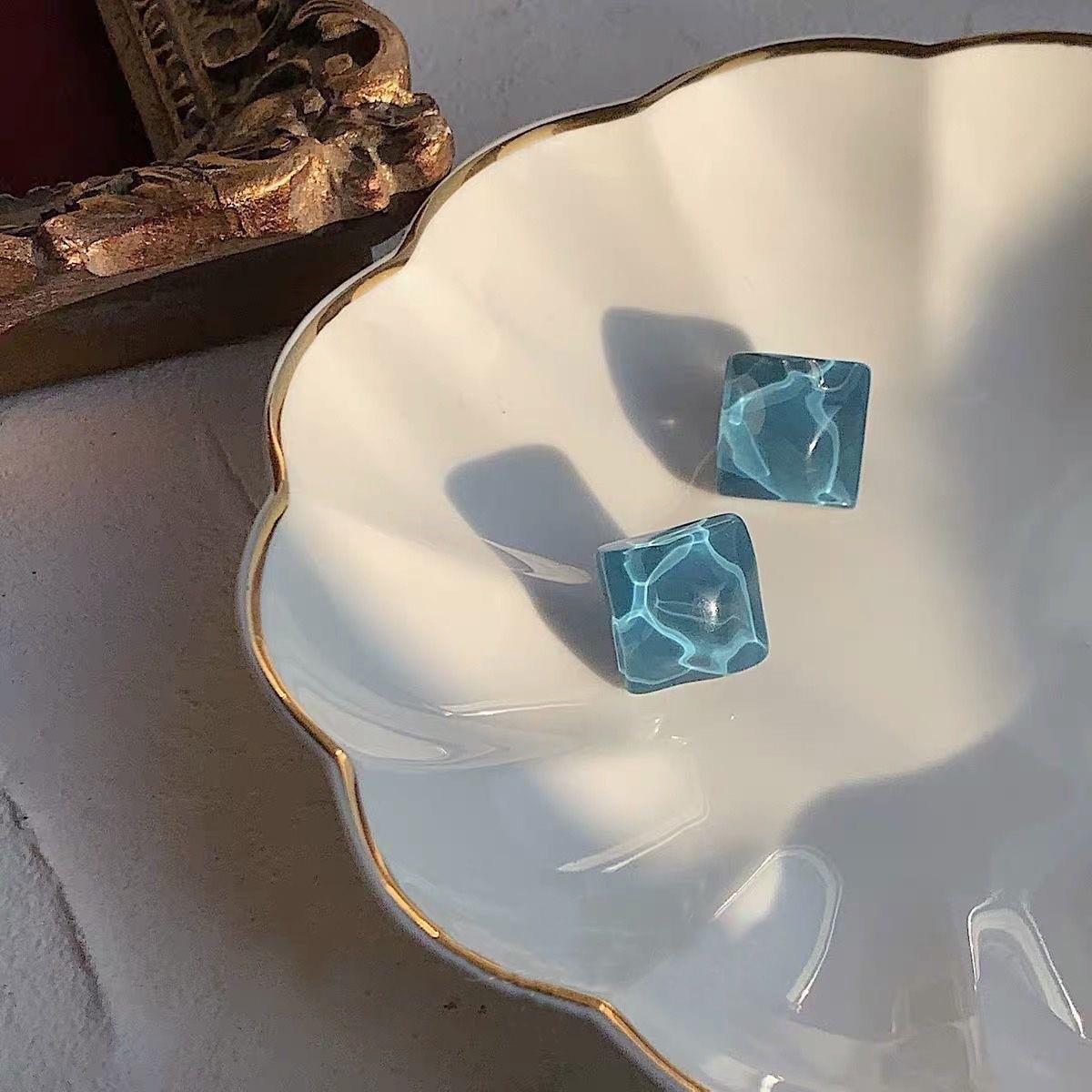 

Серьги-пусеты «Синяя рябь» 2025 для женщин: Изысканные Ювелирные Изделия Высокого Класса Blue Ripple Square Stud