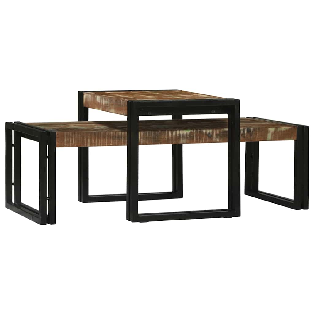 Coffee Table Set 2 Pcs Multicolored Solid Upcycled Wood