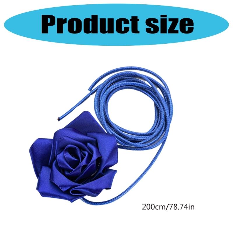 Ribbon Rose Flower Belt Adjustable Waistband Choker Necklace Waist Jewelry for Women Wedding Party Formal Event