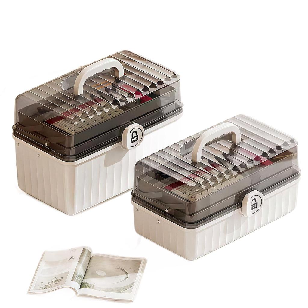 Cream-colored Multi-layer Medicine Storage Box, Large Capacity for Families