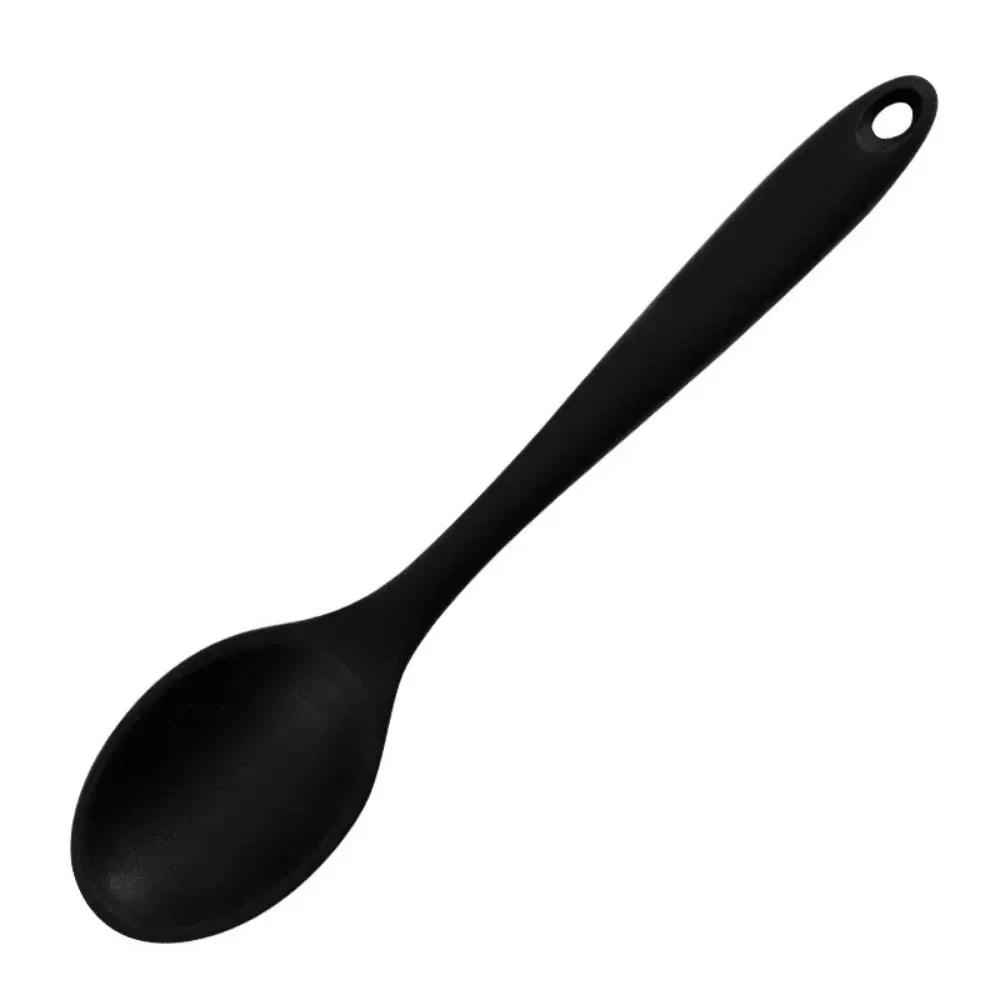 Silicone Spoon Food Grade Long-handled Kitchen Soup Spoon Mixing Spoons High Temperature Resistant for Cooking