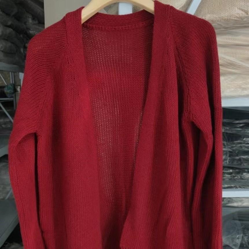 

Loose Jacket For Women, Casual, Lazy, High-end, Color V-neck Knitted Jacket One Size винний