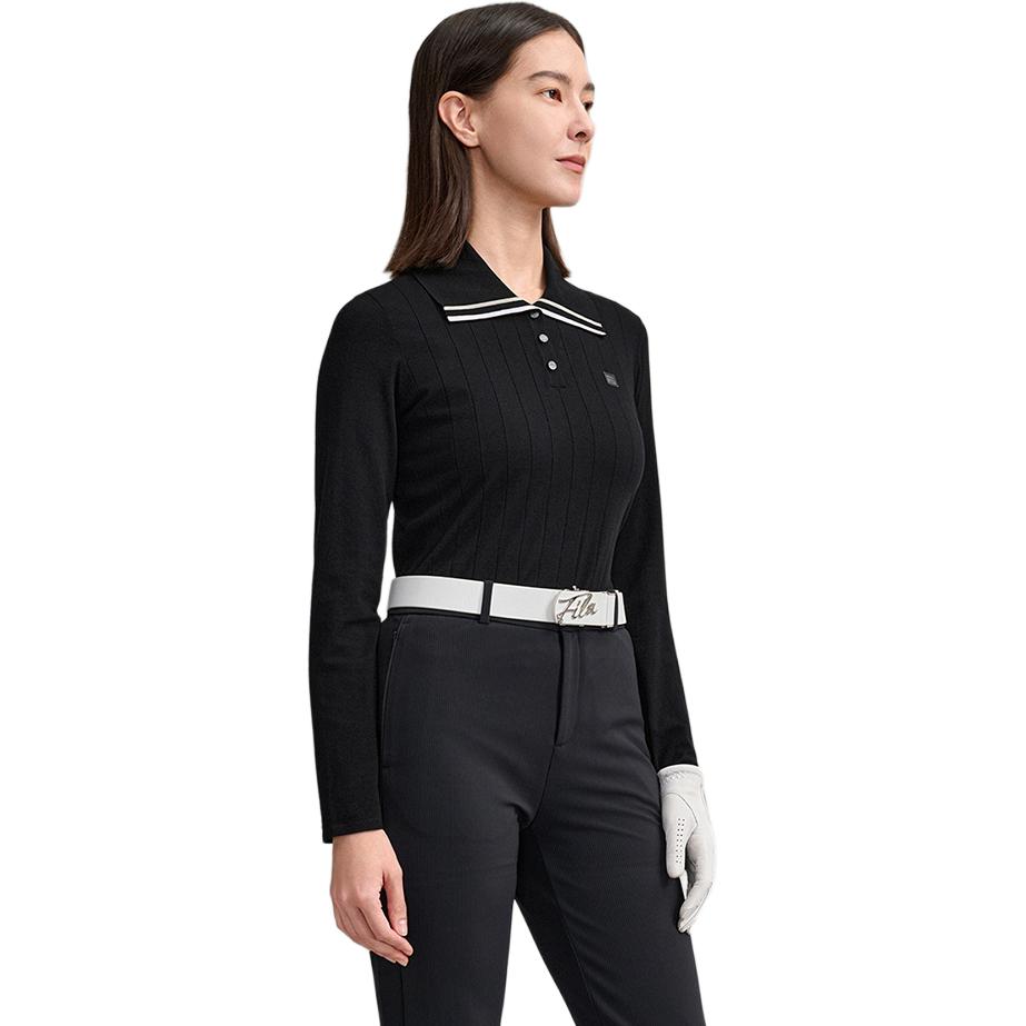 FILA Golf Series Simple Classic Versatile Casual Sports Comfortable Knitted Long Sleeve Sweater Women sweater Deep-Black A11W615403FBK