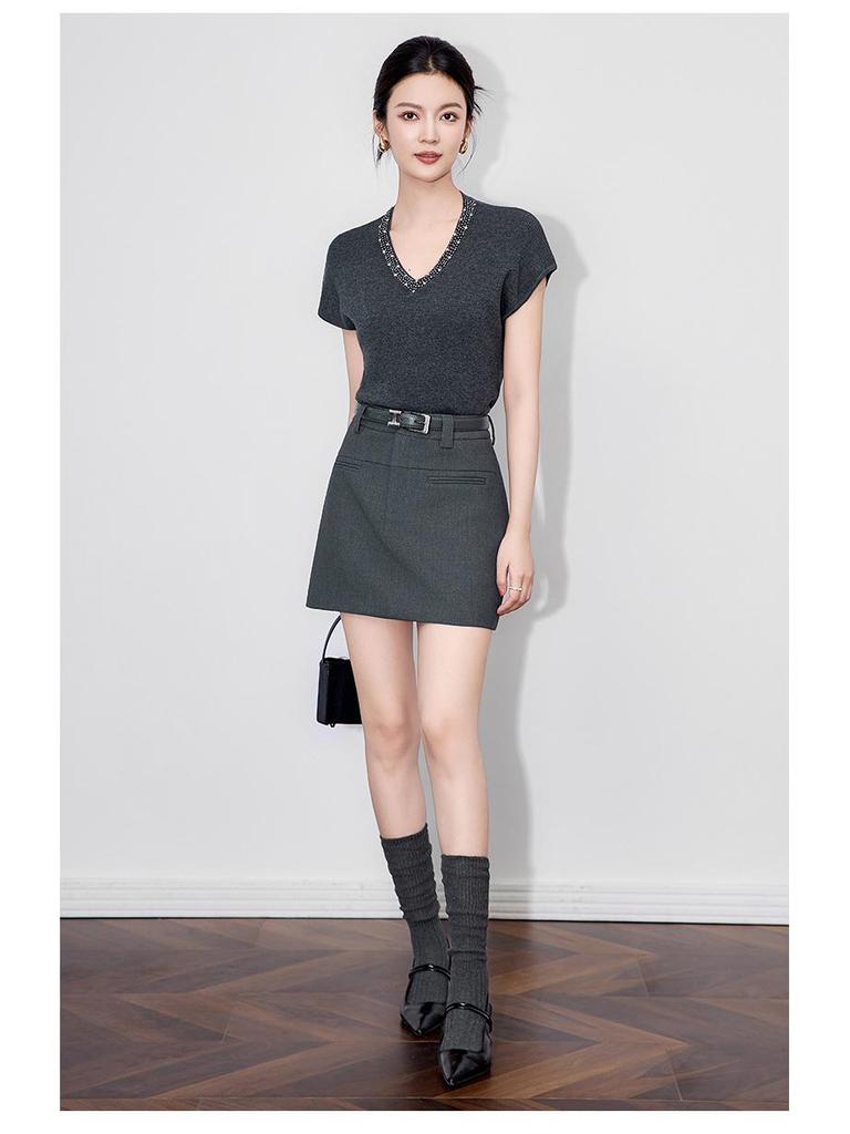 Retro Style Tencel Wool A-Line High Waist Skirt - Women's Autumn Collection