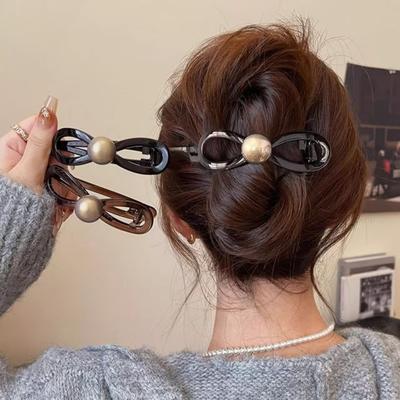 Neuer gedrehter Haarclip Kunststoff Imitationsperle Haarnadel Gedrehtes Design Haarnadel Haarspangen Damen Haarschmuck