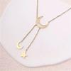Doppellagige Halskette mit Stern- und Halbmond-Quastenanhänger für Damen, Vintage-Accessoire im Bohème-Stil, Legierung, vielseitig einsetzbar für den Alltag und Partys
