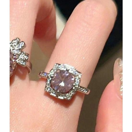 Papalacha, Pink Crystal Flower Bracelet, Rich Family Gold, 18K Gold Plated, Barbie Pink Strawberry Zircon Ring.