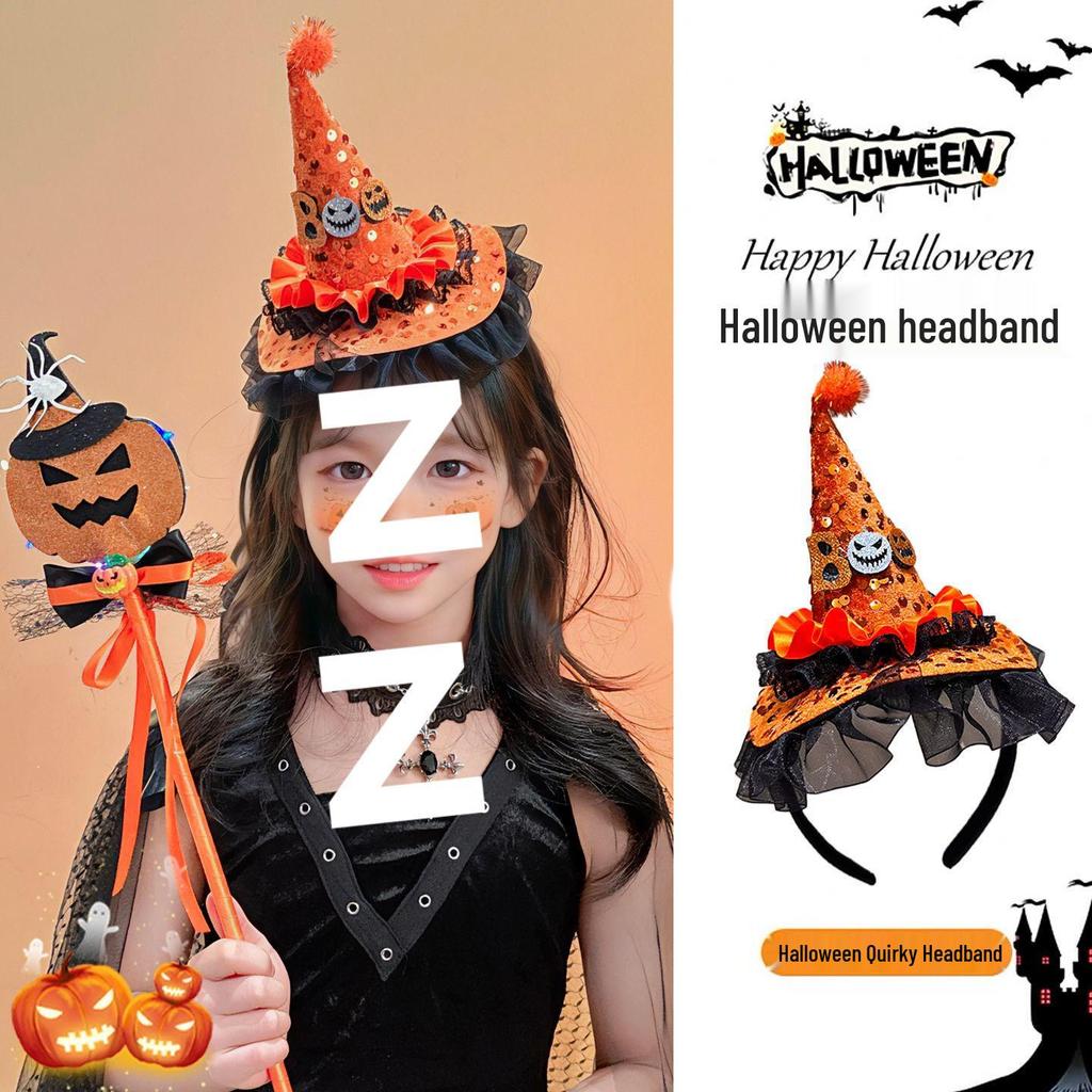 Kids' Halloween Ghost & Witch Hat Hairband - Cute & Funny Hair Accessory