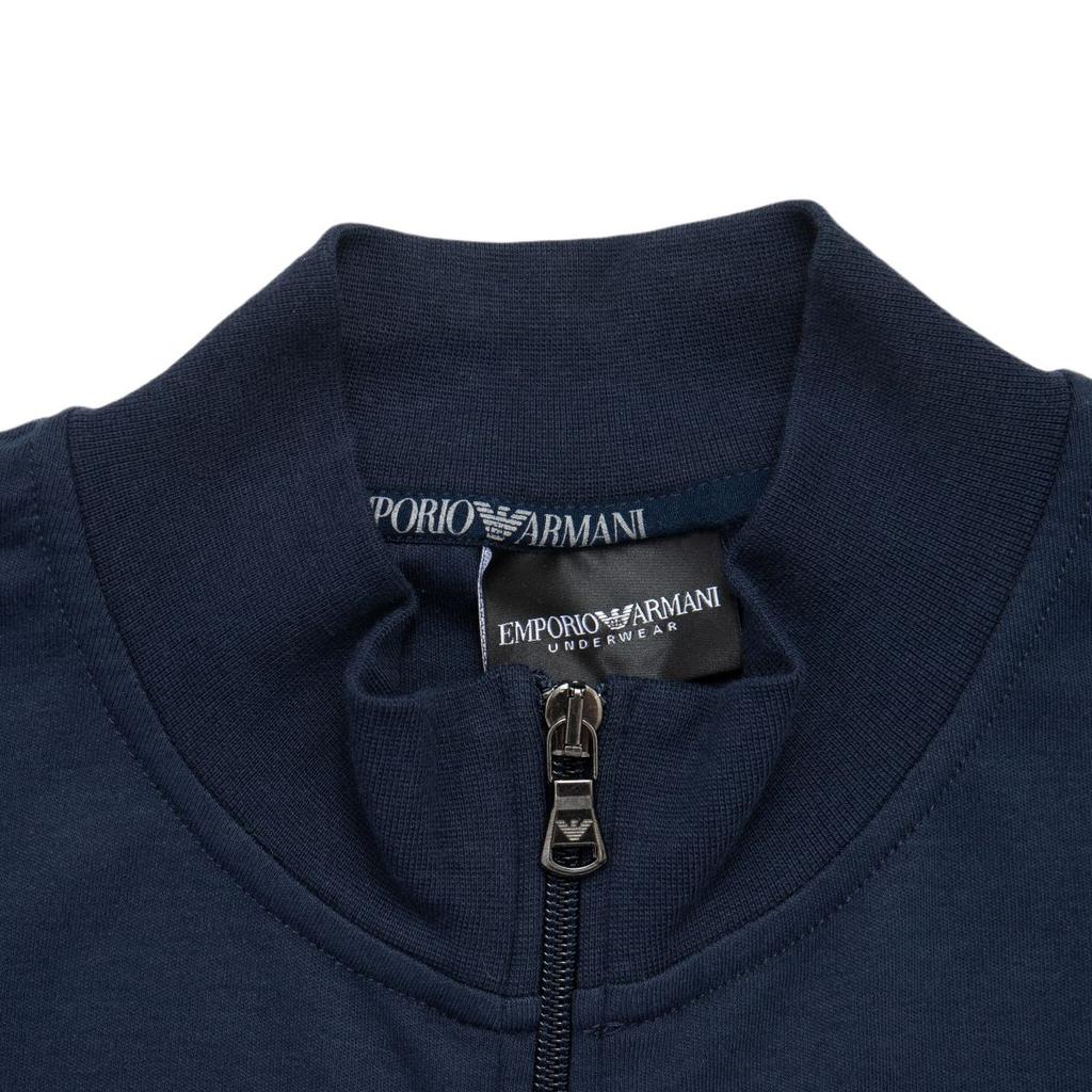 Emporio Armani FW24 Logo Print Stand Collar Casual Long Sleeve Cuffed Sports Suit Men suits Navy-Blue 112103-CS590-00135