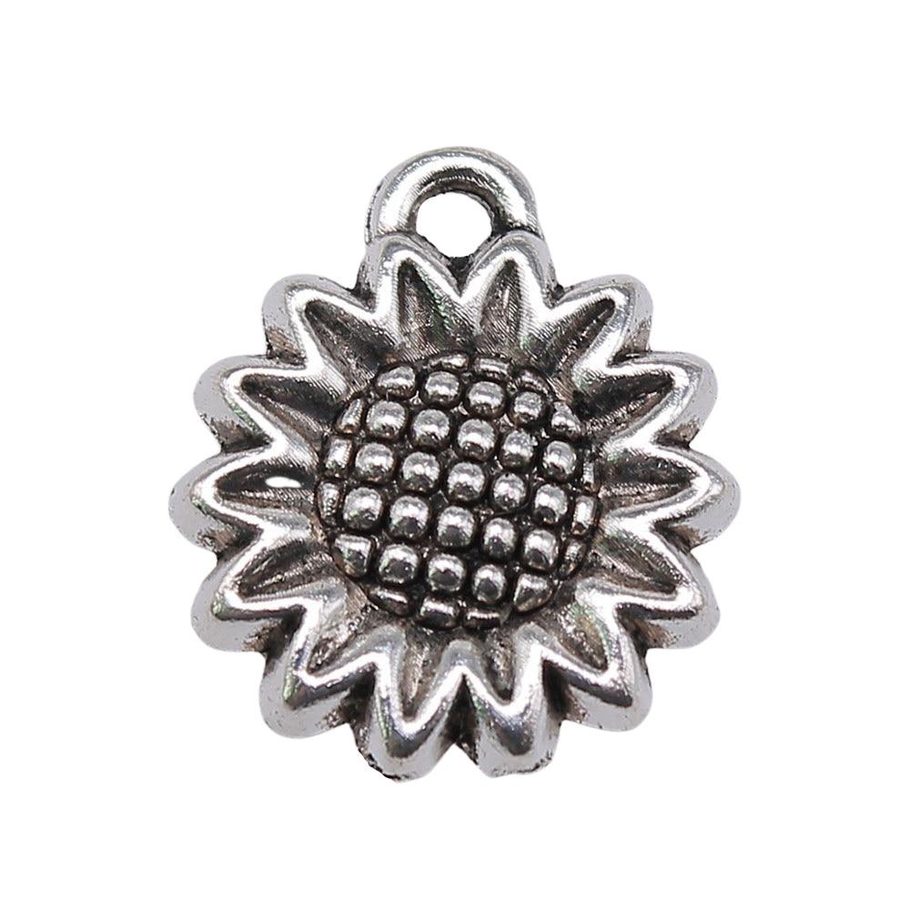 

4шт Подсолнечник Амулеты Античное серебро Цвет Цинковый сплав 15 мм