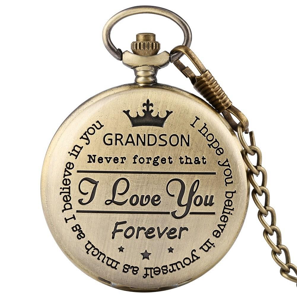 Steampunk Full Hunter Golden/Silver/Black Quartz Analog Alloy To My Daughter Pocket Watches/To My SON Pocket Watches Pendant Chain Roman Number Clock