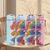 1PC Twisted Rainbow Smoke Swirl Print 750ml Color Plastic Sports Water Bottle Leakproof Flip Straw Lid Suitable for Sports Office Home Use