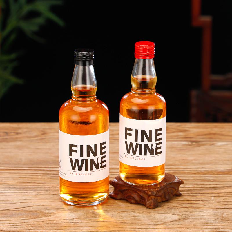 375ml Round Sealed Fruit Wine Bottle with 500ml Screw Cap - Creative Transparent Small Decanter