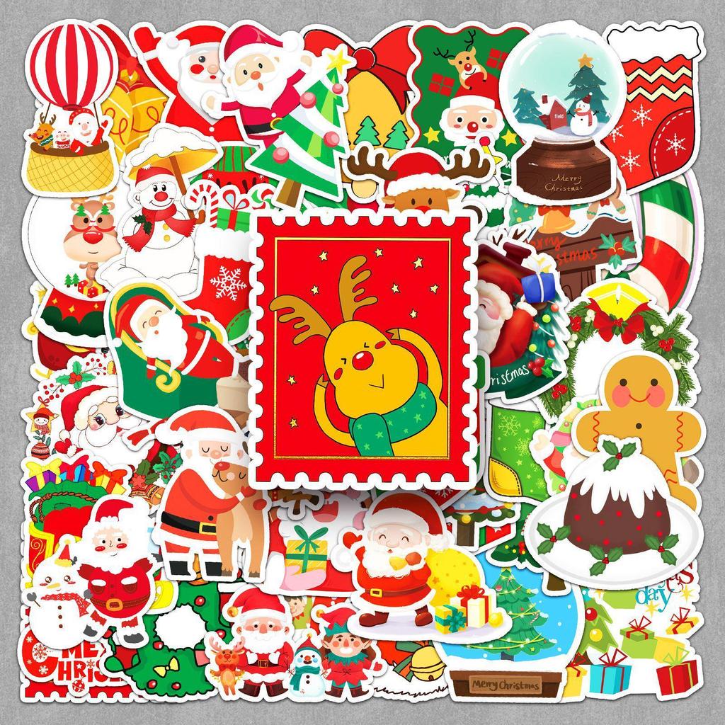 50 Sheets of Christmas Cartoon Graffiti Stickers for DIY Tree & Journal