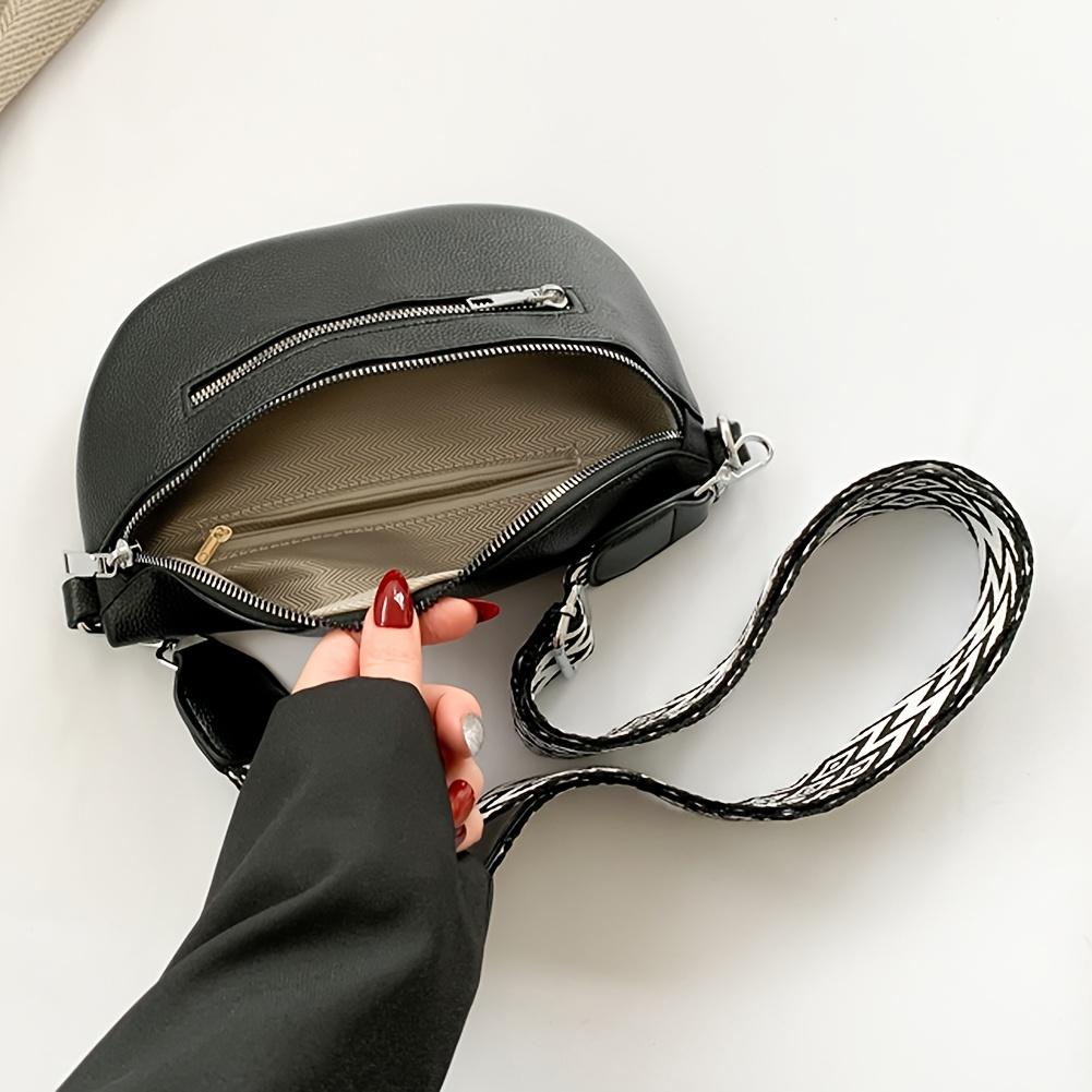 Women Retro Belt Bag Casual Bum Bag with Multi Pockets Polyester Lining Zipper Closure Solid Color Chest Bags for Travel Outdoor