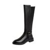 New Female Winter Leather Long Boots Trend Spring Autumn Knee High Boot Women Comfortable Low Heels Black Luxury Shoes