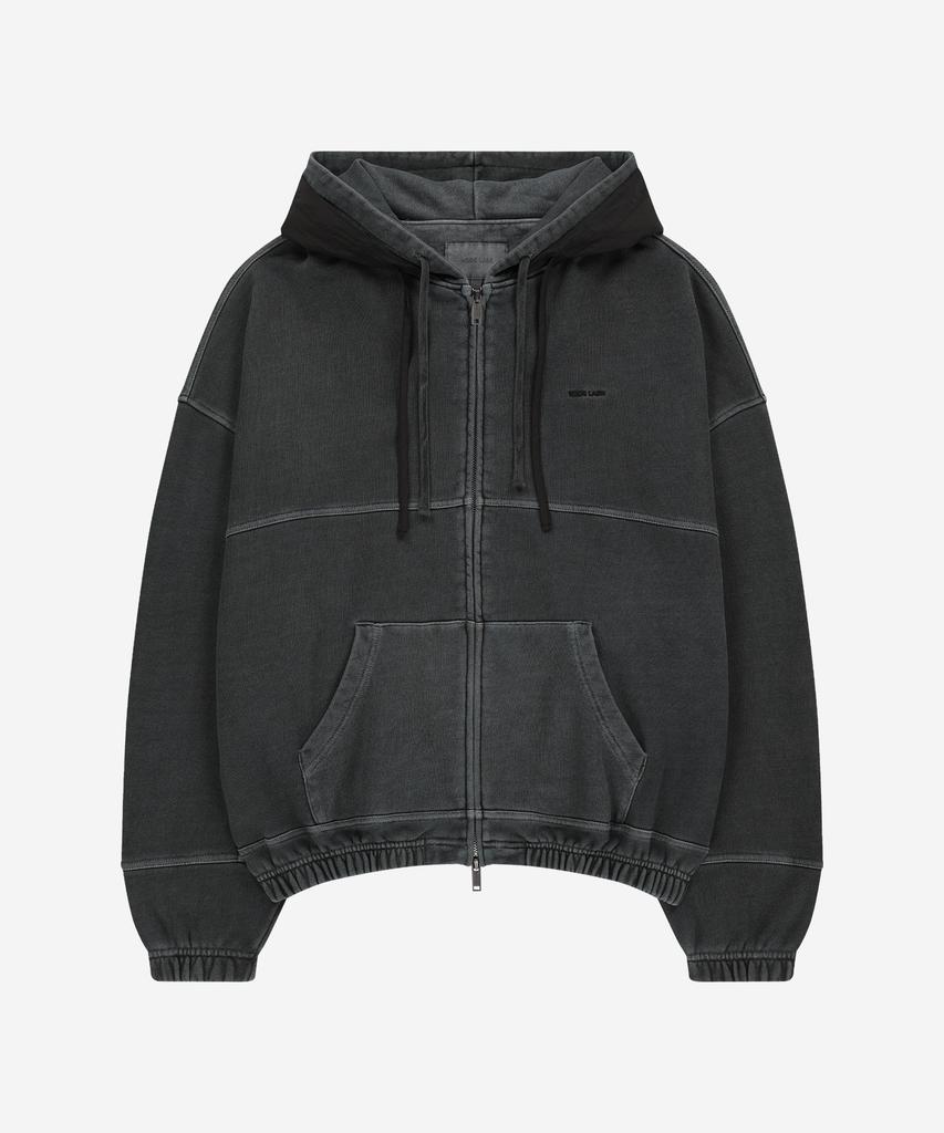 Node Labs Dev:7 Garment Dyed Double Hooded Zip-Up_Black