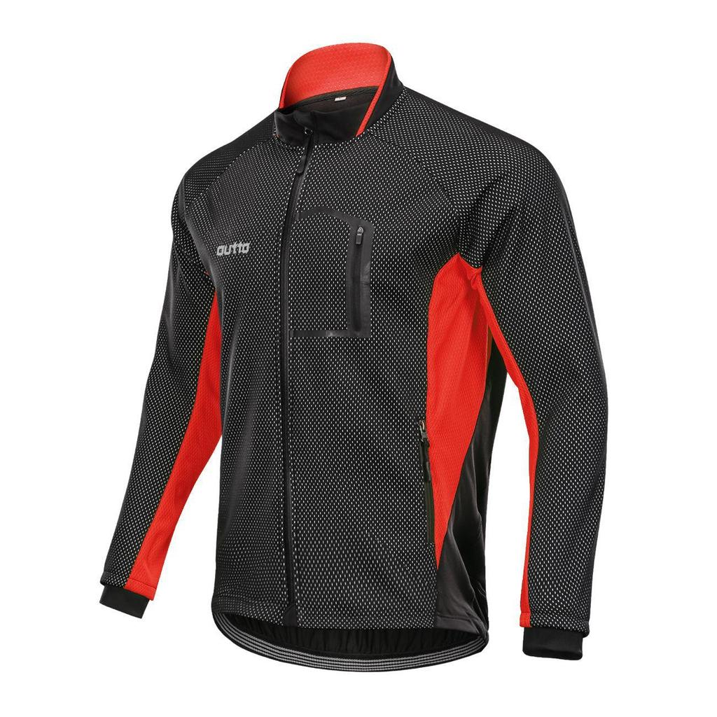 Men's Long-Sleeve Fleece Cycling Jersey - Warm, Windproof, Autumn/Winter Jacket