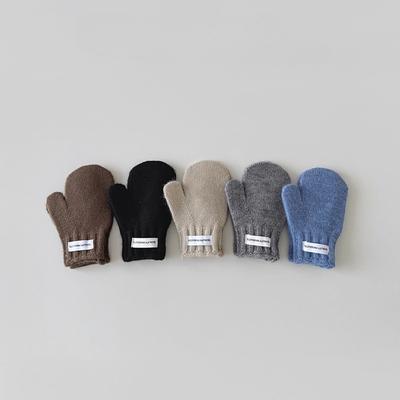 1 Paire INS Coréen Décontracté Moufles Enfant Extérieur Hiver Chaud Couleur Unie Simplicité Moufles Bébé avec Cordon de Cou pour Garçons Filles