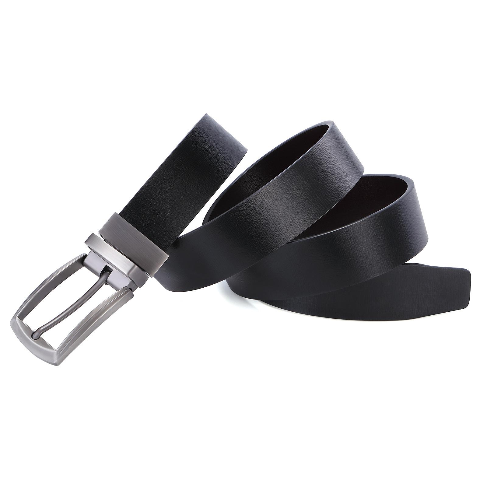 

Мужской повседневный двухцветный ремень из коровьей кожи с вращающейся пряжкой для электронной коммерции 110-130cm чёрный