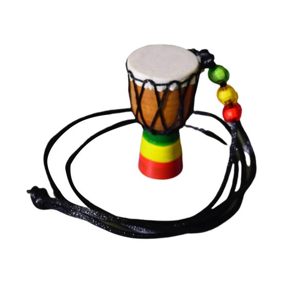 Rope Necklace Handmade Musical Instrument Pendent Classic Ornament Neck Decoration Art Craft Mini African Drum Pendant Necklace Photography Props