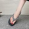 Fashion New Summer 2025 Rhinestone Thick-soled Flip-flops for Women, Fashionable Flip-flops with Toe Clippers for Summer Wear