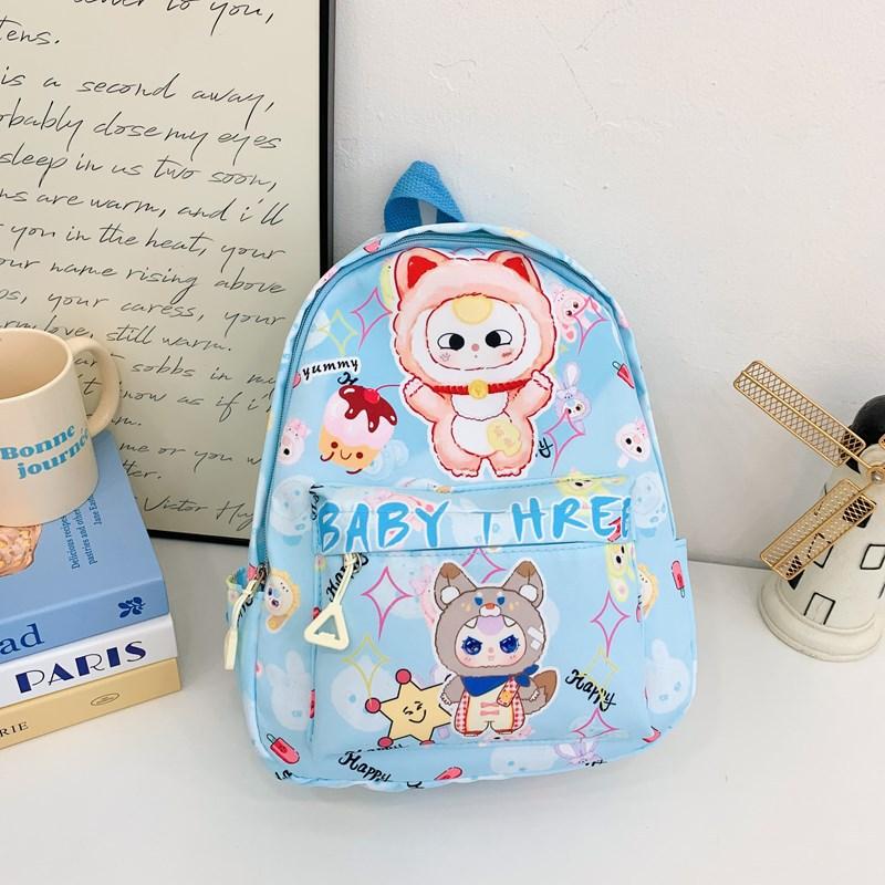 

Panda Three Baby Frog Dog Capybara Animal Pattern Backpack Schoolbag Cartoon светло-синий