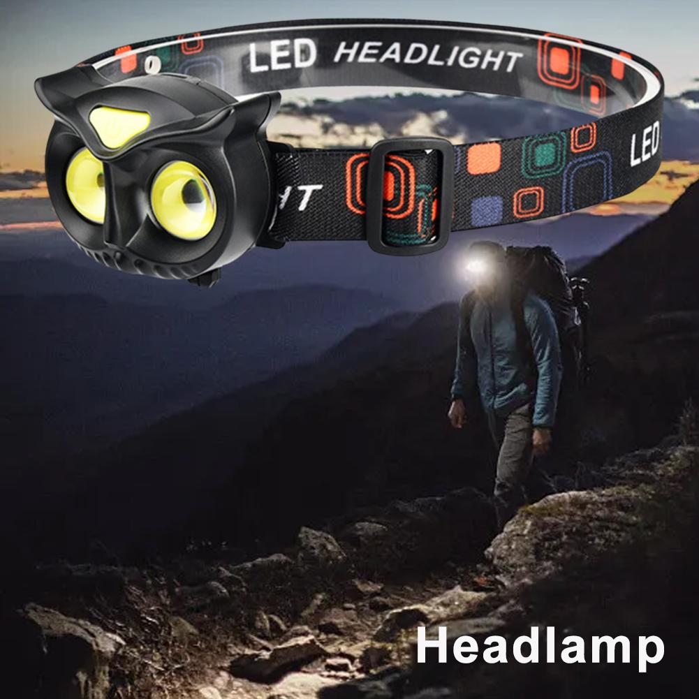Portable Owl COB Headlamp Type-C Rechargeable Headlight Fishing Hunting LED USB Lights Magnet R D5Z2