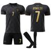 2026 Portugal Away 7 Ronaldo Soccer Jersey Set Black CR7 Football Kit Fans Edition