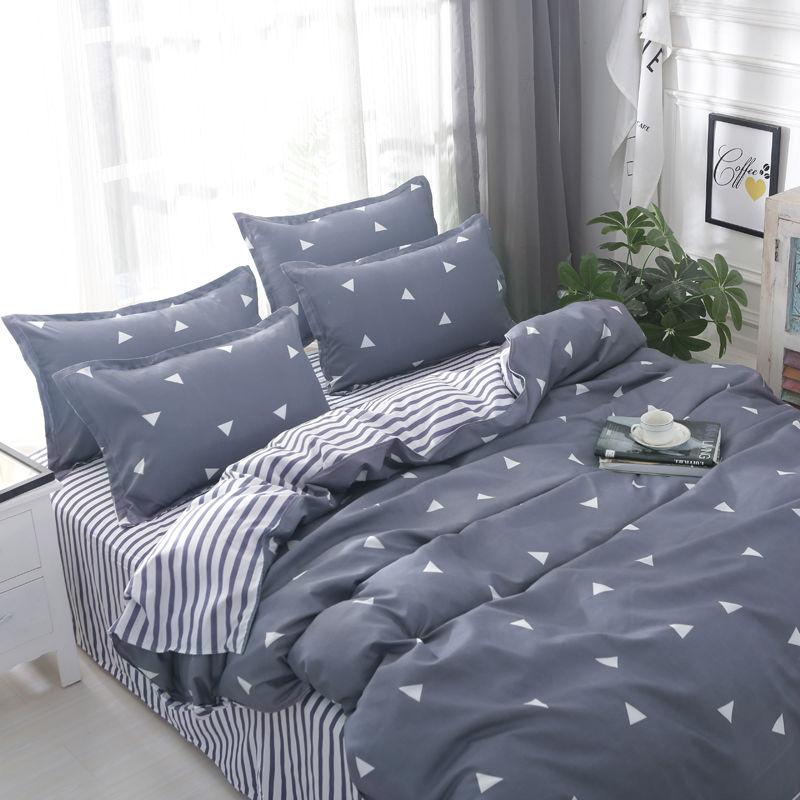 Four-piece Bedding Washed Cotton Single Double Student Three-piece Bed Linen Quilt Cover Pillowcase
