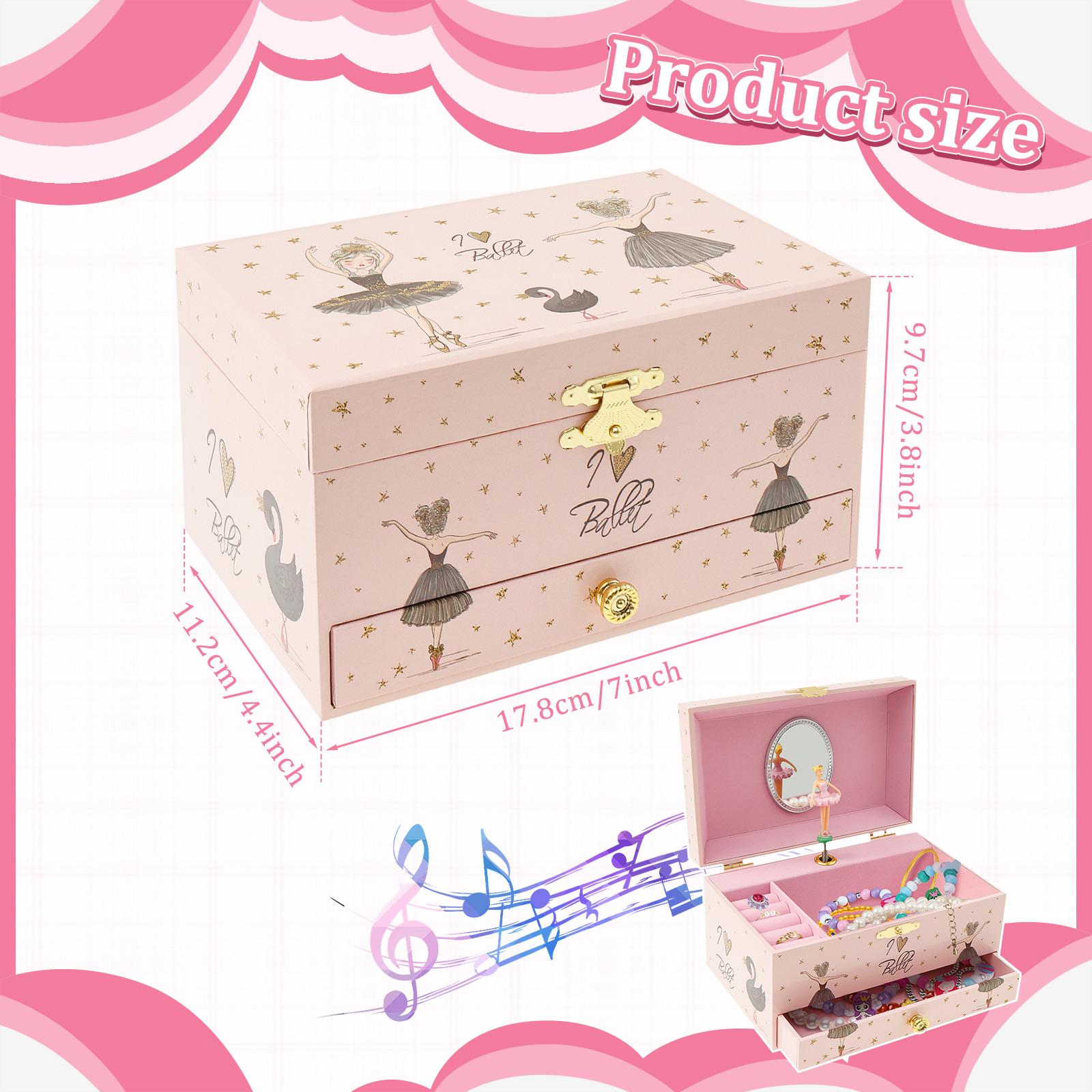 

Musical Jewelry Storage Box Decorative Jewelry Organizer Box with Drawer Bracelet Ring Holder Case for Girls Birthday Gift