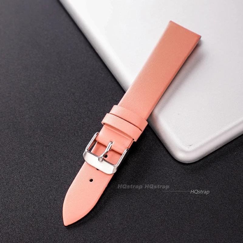 Correa de Reloj Ultradelgada de Cuero Genuino para Mujer Correa de Muñeca para Relojes de Pulsera Rojo Blanco Negro 12mm 14mm 16mm 18mm 20mm 22mm Correa