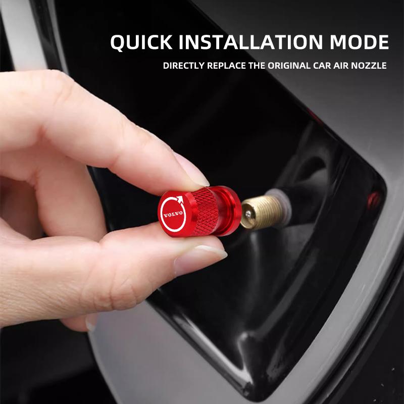 4pcs Aluminum Car Tire Valve Stem Caps Tire Valve Caps For Volvo EX90 EC40 XC40 XC60 XC90 V60 V90 S60 S90 2025 Car Accessories