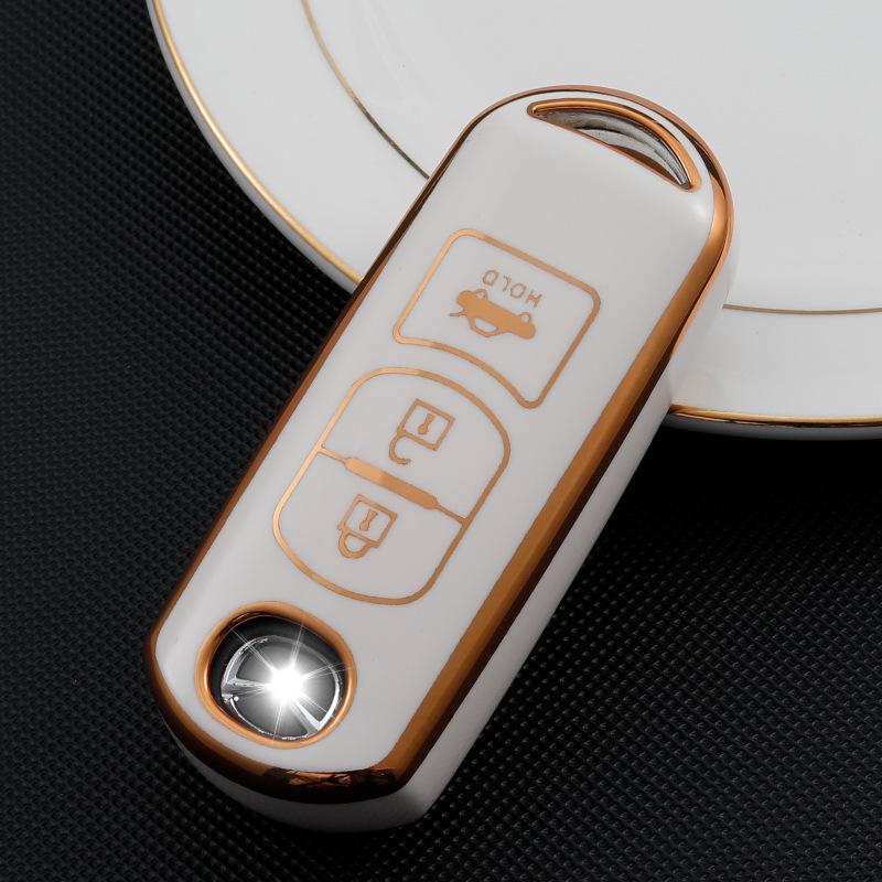 Husă cheie cu ramă aurie pentru modelele Mazda CX-30, Atez, CX-4, CX-5, CX-8 cu 2/3 butoane