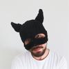 Half Facecover Hat for Women Men Fashion Knitted Horned Hat Winter Warm Windproof Hat Masquerades Party Props Headwear