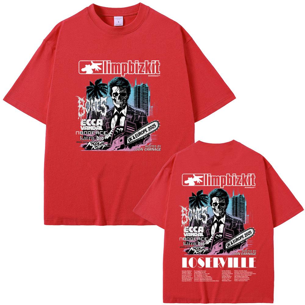Vintage Limp Bizkit UK and Europe Tour 2025 T Shirts Men Women Rock Metal Oversized Streetwear Male Casual Cotton Tshirt Tops S