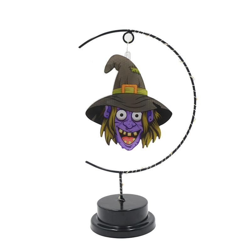 LED Iron Art Witch Shape Lights, Halloween Decor Lights with Spider, Bird & Bat Design