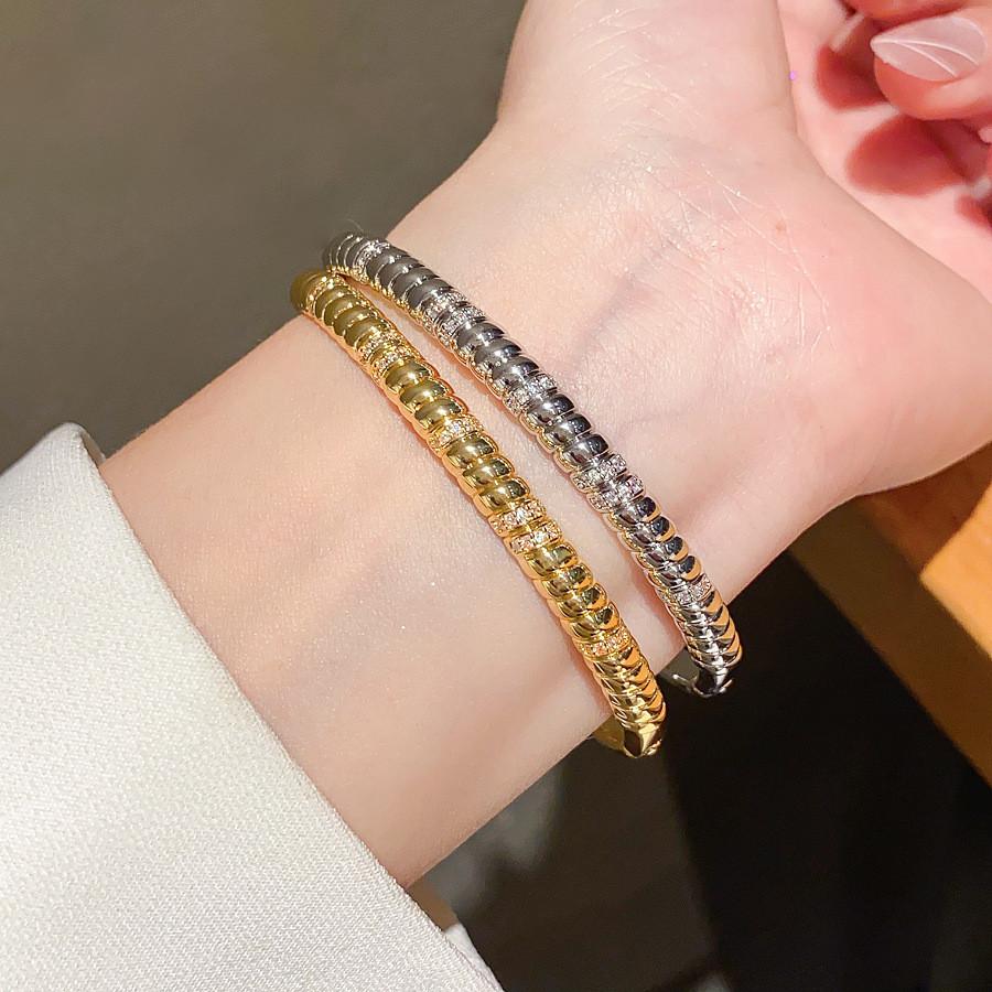 Modern Copper Bangle With 18k Gold Plating And Geometric Design For Women