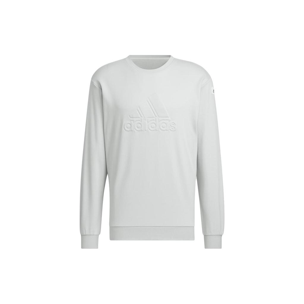 Adidas Sportswear Lounge Crewneck Sweatshirt with Monochrome Letter Logo Men Tops Silver-Grey IK2795