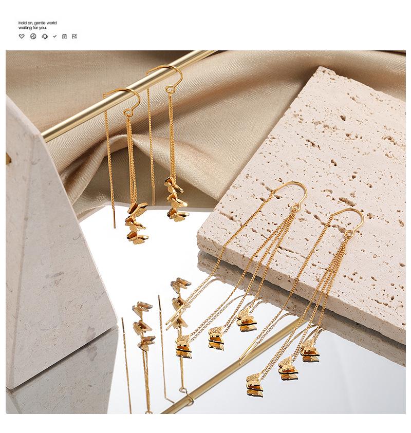 Fresh Sweet Long Butterfly Earrings for Women, Gold-Plated Titanium Steel, Fashionable and Unique Design from South Korea’s Dongdaemun