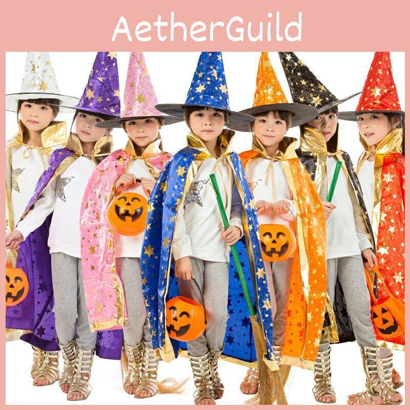 Hooded Princess Children Cloak Witch Robe Cape Floorlength Costume Halloween