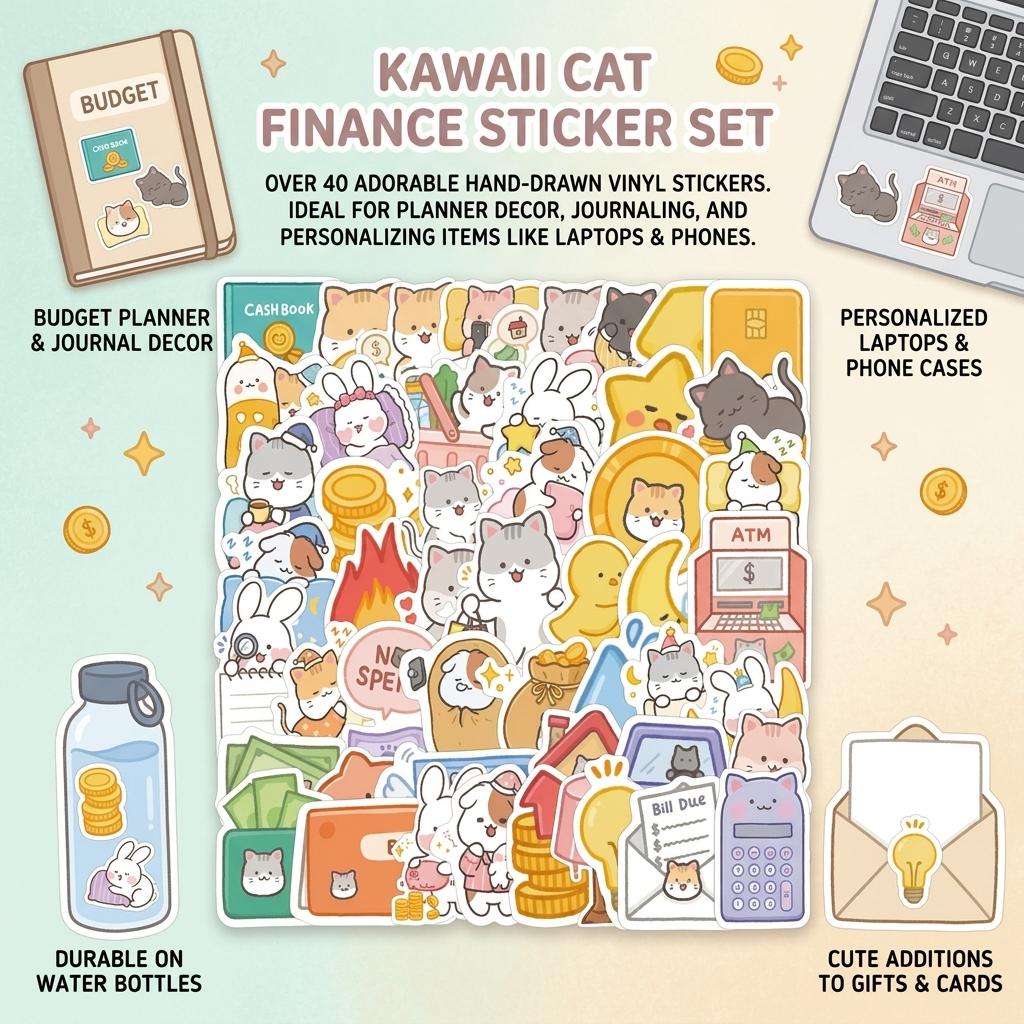 50Pcs Cute Rabbit-Stickers Waterproof Pet Material for Phone Laptop Luggage Decoration