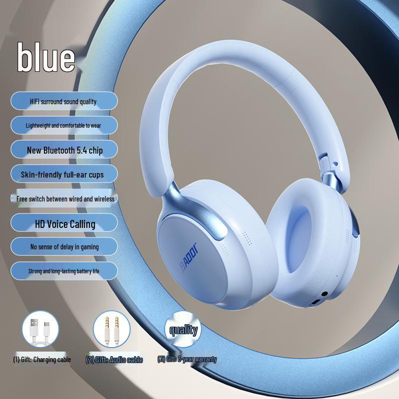Noise-Cancelling Over-Ear Wireless Bluetooth Headphones with Card Slot and Long Battery Life for Gaming and Universal Compatibility