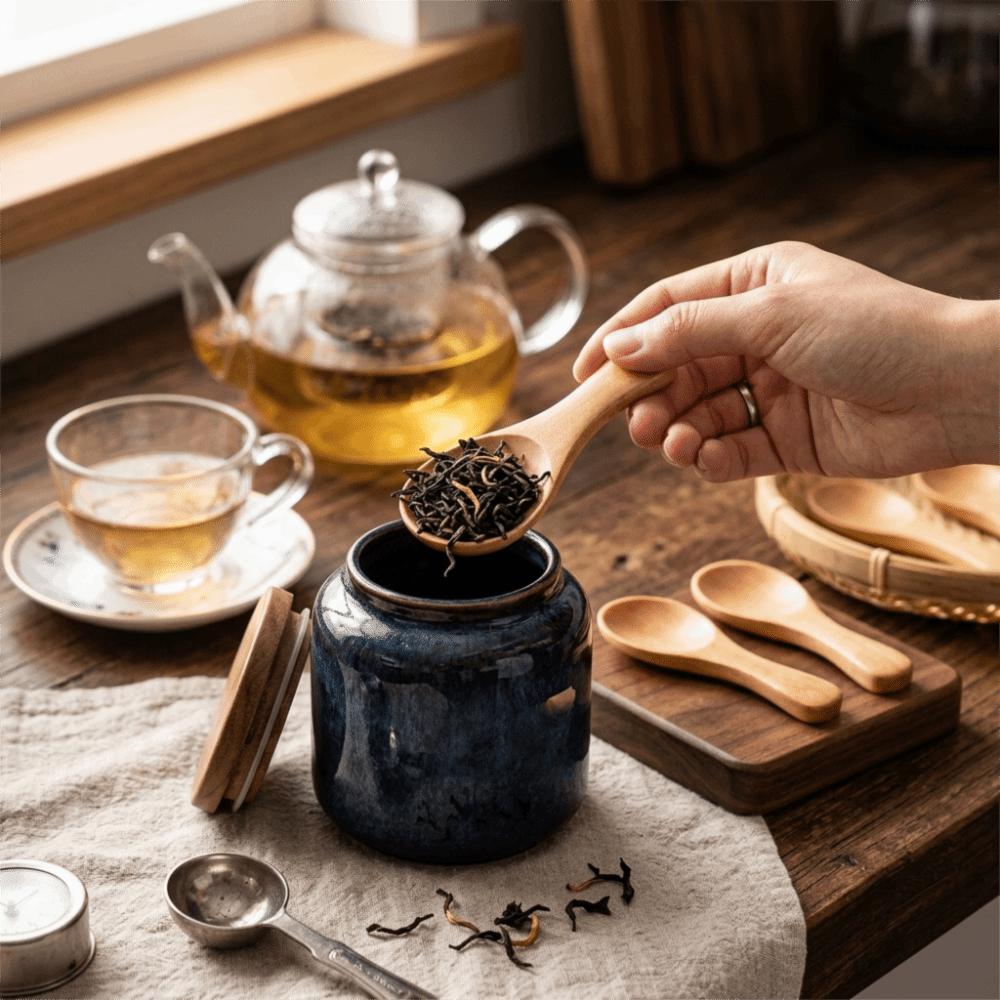 5Pcs Short Handle Wooden Spoon Smooth Polished Teaspoon Scoop Lightweight Kitchen Utensil Kitchen
