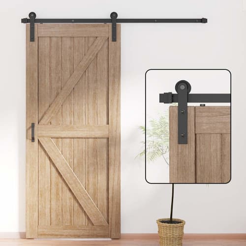 ZEKOO Hanging Sliding Door Rail, Barn Door Hardware, Carbon Steel, 6 FT (1.83 Meter) Track Rail, Sliding Door, Interior Door, Renovation Door, DIY Doo